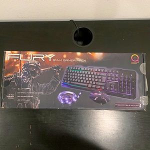Fury 3-In-1 Gamer Pack (LED lit Keyboard, LED Gaming Mouse, And Led Strip Light)